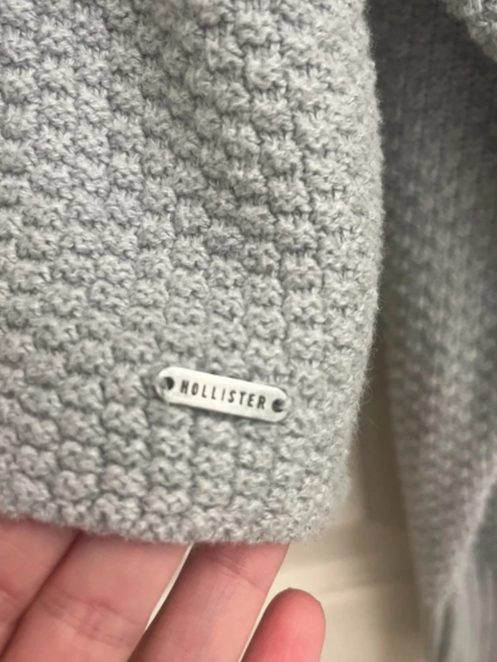 Hollister Light Gray Knit Crewneck Sweater